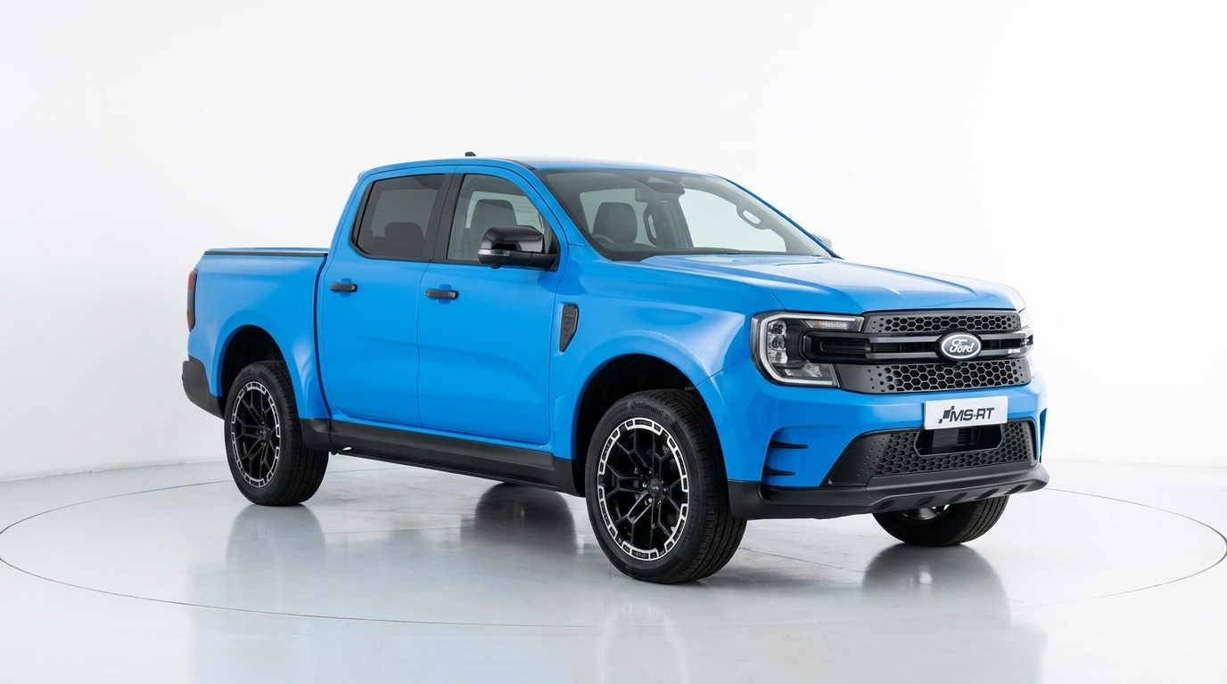 Blue Ford MS-RT sport van tow vehicle