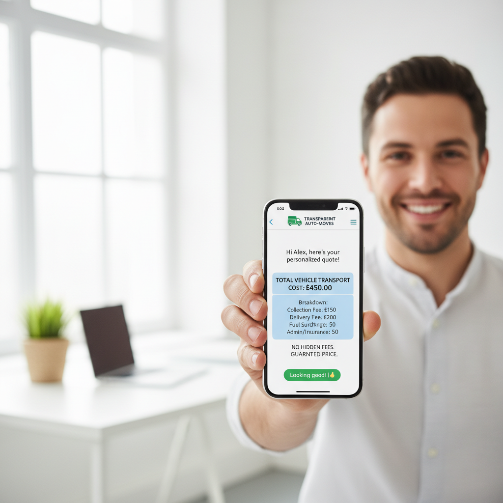Customer receiving instant clear vehicle transport price on WhatsApp